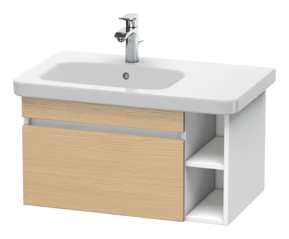 Duravit DuraStyle Waschtischunterschrank mit 1 Auszug und 2 offenen Fächern rechts 730 x 398 x 448 mm - Eiche Natur Matt / Weiß Matt Sichere Zahlung