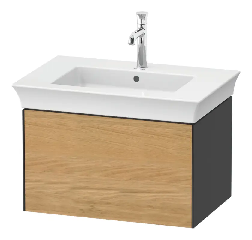 Direktkauf Duravit White Tulip Waschtischunterschrank wandhängend mit 1 Auszug 684 x 410 x 458 mm - Eiche Natur Matt / Graphit Hochglanz
