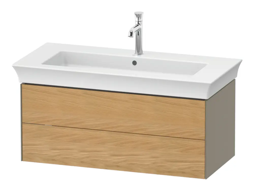 Duravit White Tulip Waschtischunterschrank mit 2 Auszügen 984 x 410 x 458 mm - Eiche Natur Matt / Steingrau Hochglanz Lack Neue Kollektion