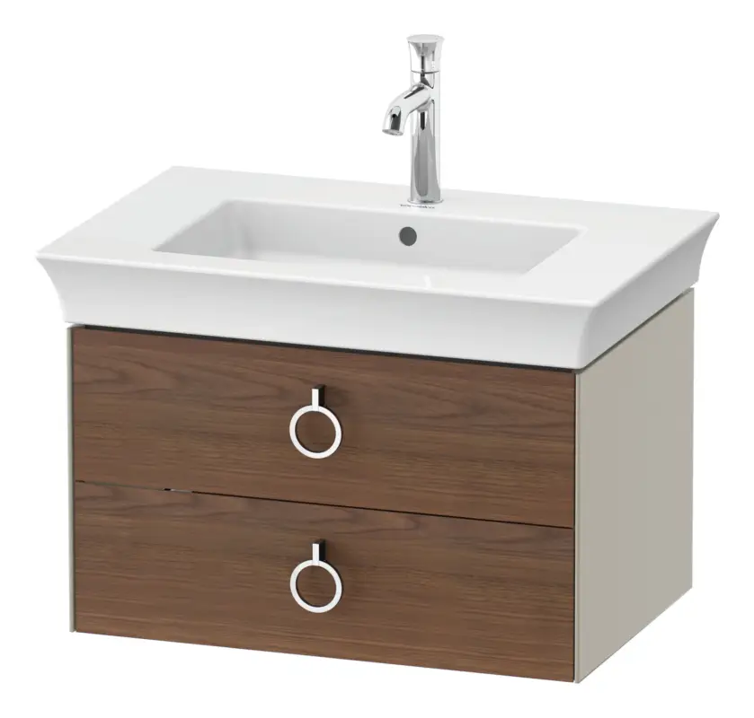 Duravit White Tulip Waschtischunterschrank mit 2 Auszügen mit Griff 684 x 410 x 458 mm - Amerik. Nussbaum Matt / Taupe Seidenmatt Schnäppchen