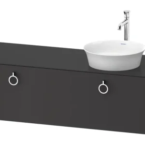 Zertifiziert Duravit White Tulip Konsolenwaschtischunterschrank für Becken rechts wandhängend mit 1 Auszug mit Griff 1300 x 408 x 550 mm - Graphit Seidenmatt Lack