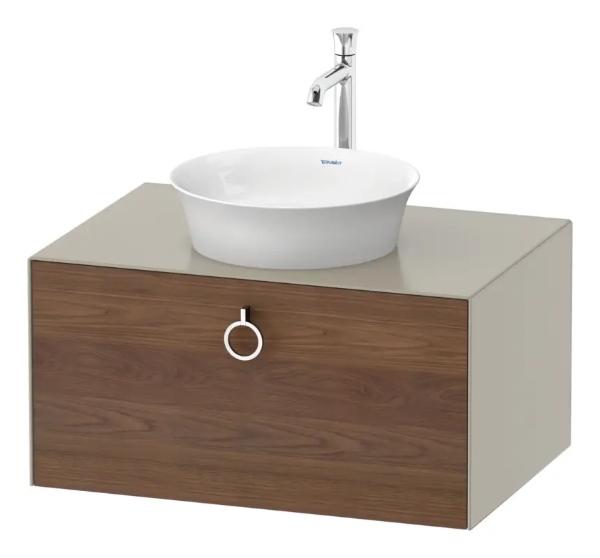 Duravit White Tulip Konsolenwaschtischunterschrank wandhängend mit 1 Auszug mit Griff 800 x 408 x 550 mm - Amerik. Nussbaum Matt / Taupe Seidenmatt Meistverkauft