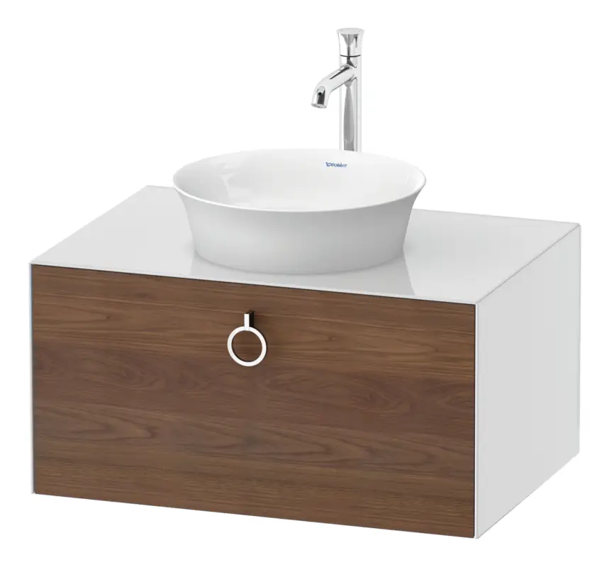 Direkt Vom Hersteller Duravit White Tulip Konsolenwaschtischunterschrank wandhängend mit 1 Auszug mit Griff 800 x 408 x 550 mm - Amerik. Nussbaum Matt / Weiß Hochglanz
