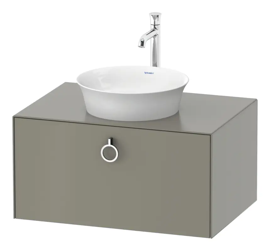 Highlight Duravit White Tulip Konsolenwaschtischunterschrank wandhängend mit 1 Auszug mit Griff 800 x 408 x 550 mm - Steingrau Seidenmatt Lack