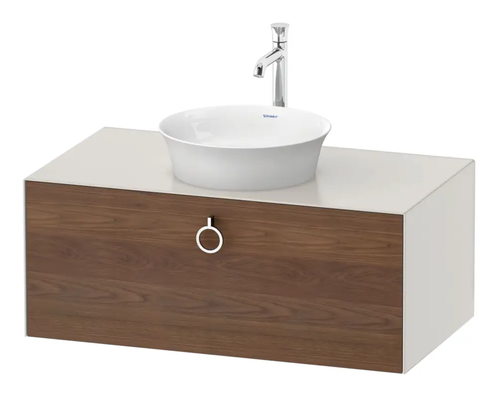 Duravit White Tulip Konsolenwaschtischunterschrank wandhängend mit 1 Auszug mit Griff 1000 x 408 x 550 mm - Amerik. Nussbaum Matt / Nordic Weiß Seidenmatt Lack Sonderaktion