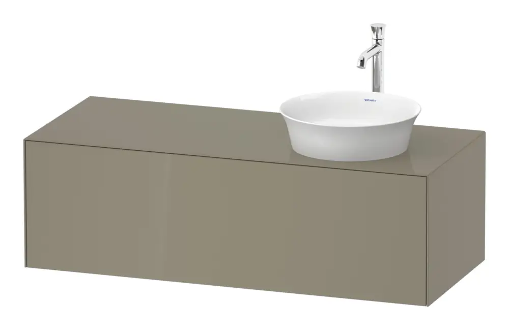 Duravit White Tulip Konsolenwaschtischunterschrank für Becken rechts wandhängend mit 1 Auszug 1300 x 408 x 550 mm - Steingrau Hochglanz Lack Preis Gesenkt
