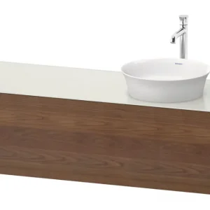 Aktuell Duravit White Tulip Konsolenwaschtischunterschrank für Becken rechts wandhängend mit 1 Auszug 1300 x 408 x 550 mm - Amerik. Nussbaum Matt / Weiß Seidenmatt Lack