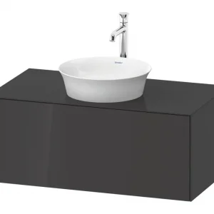 Aktuell Duravit White Tulip Konsolenwaschtischunterschrank für Becken links wandhängend mit 1 Auszug 1000 x 408 x 550 mm - Graphit Hochglanz Lack