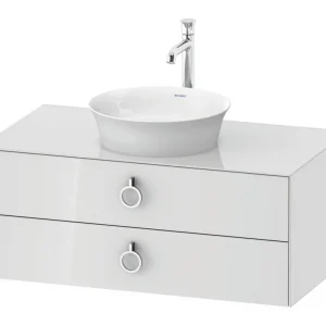 Aktuell Duravit White Tulip Konsolenwaschtischunterschrank wandhängend mit 2 Auszügen mit Griff 1000 x 408 x 550 mm - Weiß Hochglanz