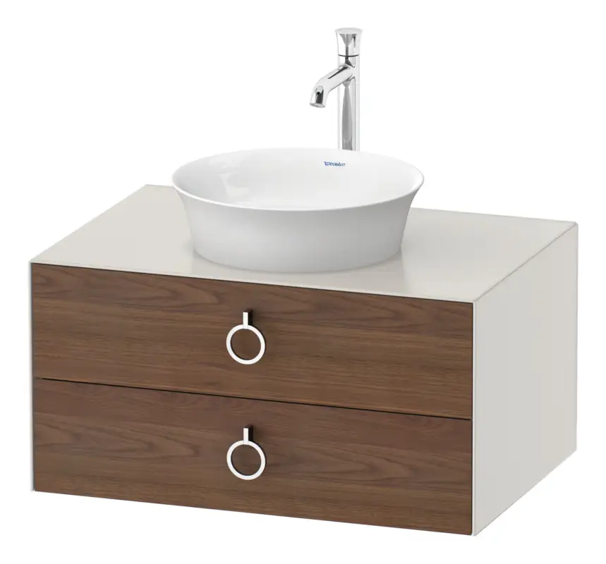 Duravit White Tulip Konsolenwaschtischunterschrank wandhängend mit 2 Auszügen mit Griff 800 x 408 x 550 mm - Amerik. Nussbaum Matt / Nordic Weiß Seidenmatt Lack Rabatt