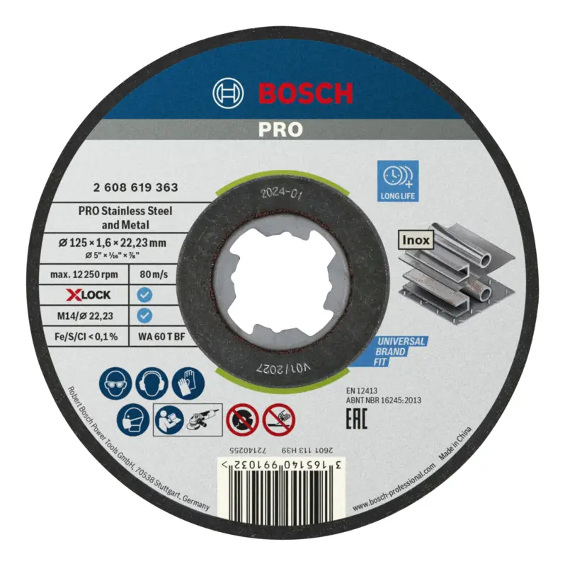 Bosch Pro Stainless Steel and Metal WA 60 T BF X-Lock Trennscheibe, 125 x 1,6 x 22,23 mm(Verpackungseinheit: 25Stück) Kracherpreis