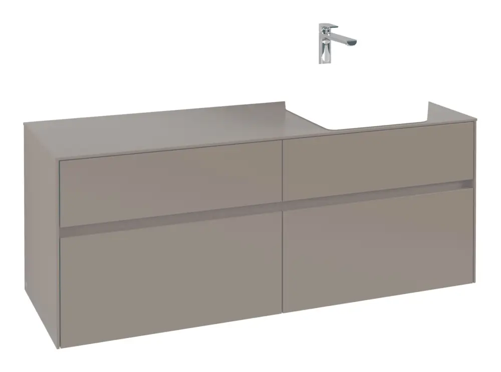 Jetzt Bestellen Villeroy & Boch Collaro Waschbeckenunterschrank für Becken rechts für Arch./Artis/Collaro/Finion/Loop/Nature 4 Auszüge 1400 x 548 x 500 mm - Glossy Grey / Anthracite Matt