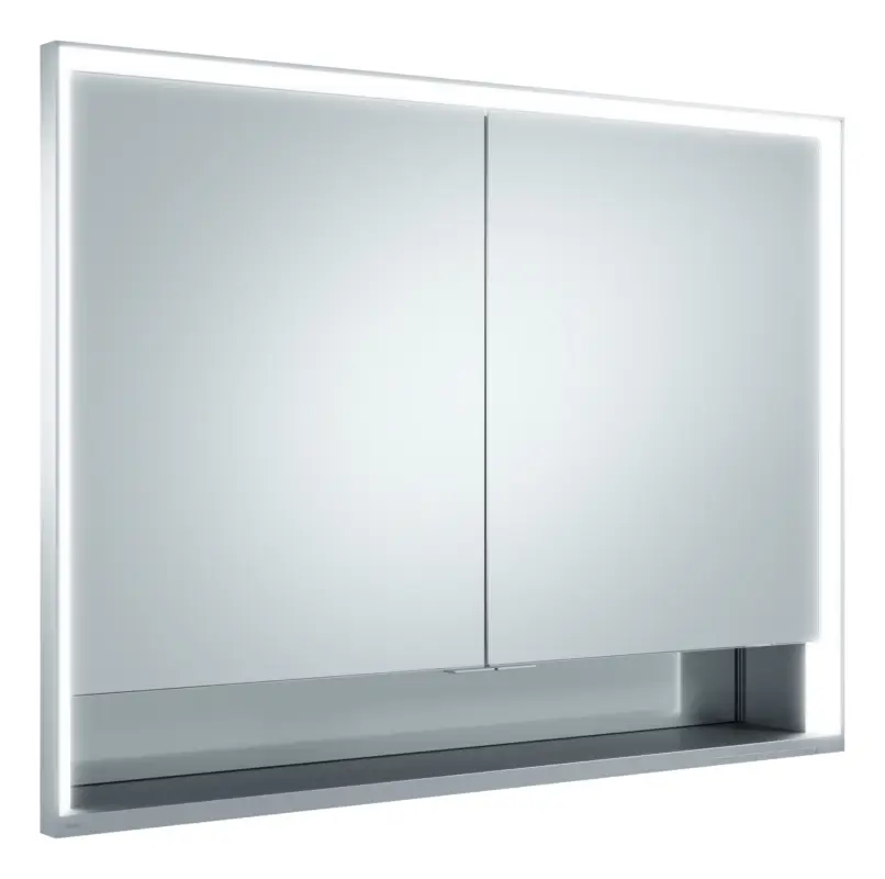Top-Seller Keuco Royal Lumos Einbau-Spiegelschrank 2 Türen offene Ablage 1000 x 735 x 165 mm - Silber-Gebeizt-Eloxiert