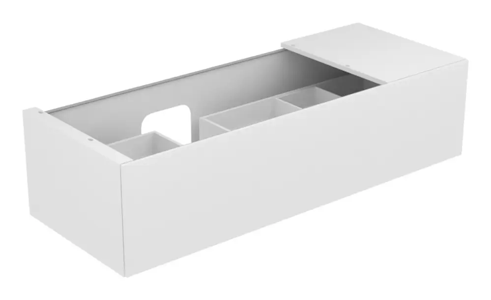 Keuco Edition 11 Waschtischunterschrank passend für 31150 links 1 Auszug 1400 x 350 x 535 mm - Cashmere Klar / Cashmere Seidenmatt Zertifiziert