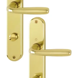 Bestpreis Hoppe Aluminium-Innentür-Langschild-Garnitur (Türgriff-Garnitur) 1766 / 3022P, WC, F271 Alu mess.gl