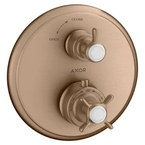 Mega-Angebot Axor Montreux Thermostat mit Absperrventil Unterputz mit Kreuzgriff - Brushed Red Gold