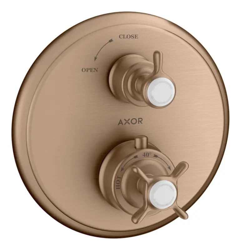 Mega-Angebot Axor Montreux Thermostat mit Absperrventil Unterputz mit Kreuzgriff - Brushed Red Gold