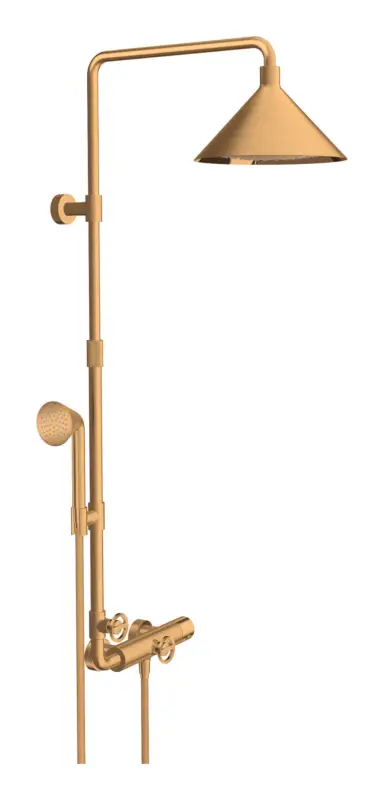Letzte Chance Axor Showers Showerpipe 240 2jet mit Thermostat und Kopfbrause - Brushed Gold Optic