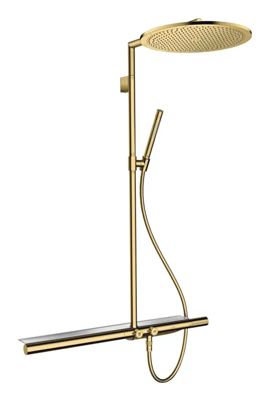Preis Gesenkt Axor Showersolutions Showerpipe mit Thermostat 800 und Kopfbrause 350 1jet - Polished Gold Optic