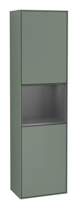 Villeroy & Boch Finion Hochschrank 2 Türen Anschlag links mit Beleuchtung 418 x 270 x 1516 mm - Olive Matt Lacquer / Anthracite Matt Lacquer Sofort Bestellen