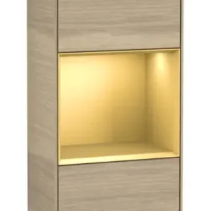 Aktuell Villeroy & Boch Finion Hochschrank 2 Türen Anschlag links mit Beleuchtung 418 x 270 x 1516 mm - Oak Veneer / Gold Matt Lacquer