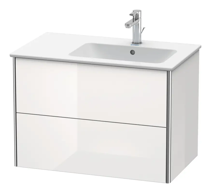 Rabatt Duravit XSquare Waschtischunterschrank für Becken rechts mit 2 Auszügen 810 x 560 x 478 mm - Schwarz Hochglanz Lack