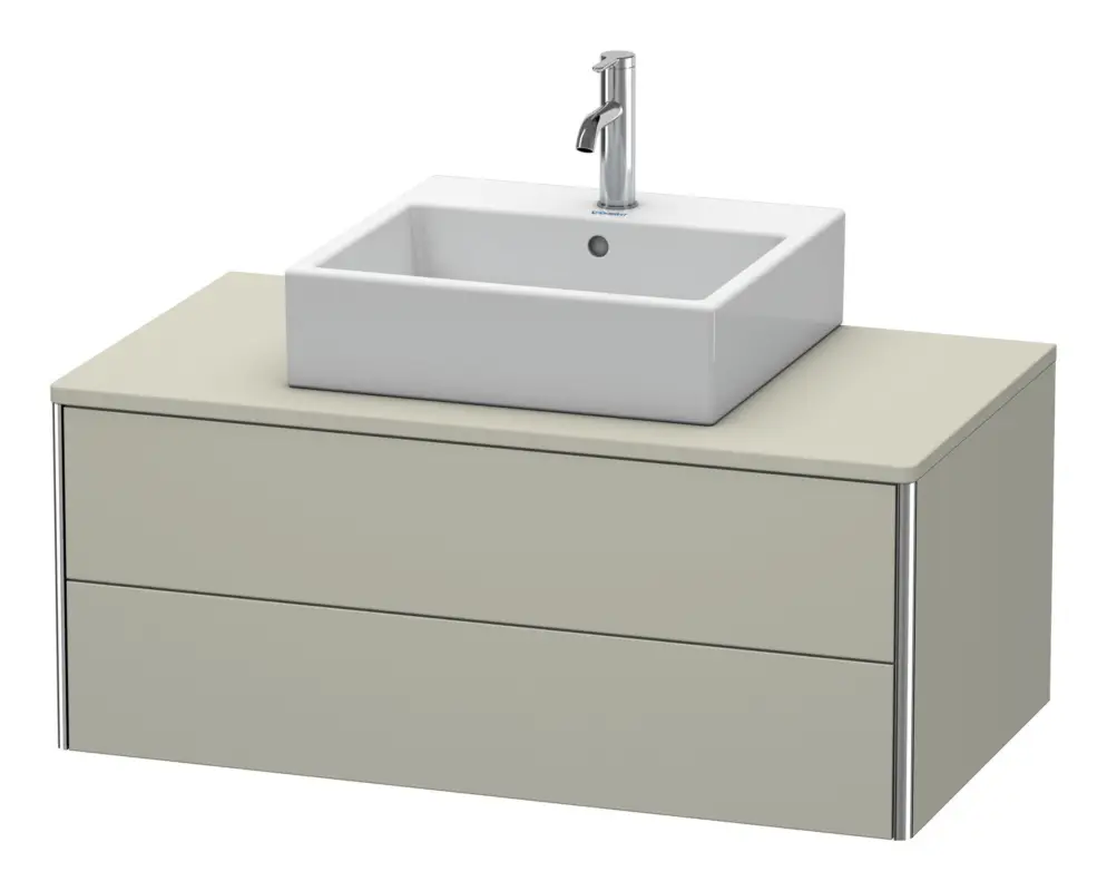 Neu Duravit XSquare Konsolenwaschtischunterschrank mit 2 Auszügen 1000 x 400 x 548 mm - Taupe Seidenmatt Lack