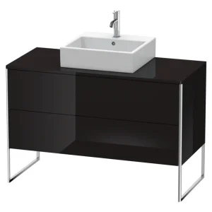 Angebot Duravit XSquare Konsolenwaschtischunterschrank bodenstehend mit 2 Auszügen 1200 x 778 x 548 mm - Schwarz Hochglanz Lack