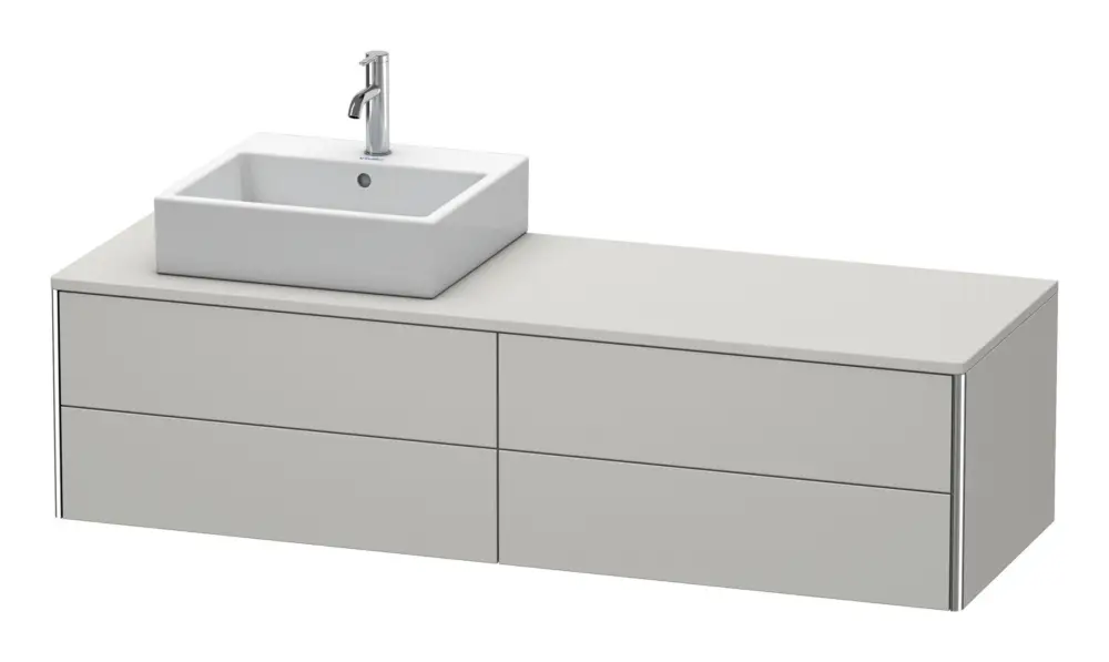 Duravit XSquare Konsolenwaschtischunterschrank für Becken links mit 4 Auszügen 1600 x 400 x 548 mm - Betongrau Matt Neue Ware