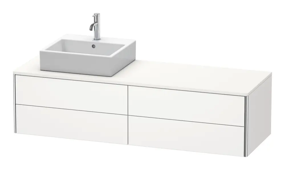 Neue Kollektion Duravit XSquare Konsolenwaschtischunterschrank für Becken links mit 4 Auszügen 1600 x 400 x 548 mm - Weiß Seidenmatt Lack