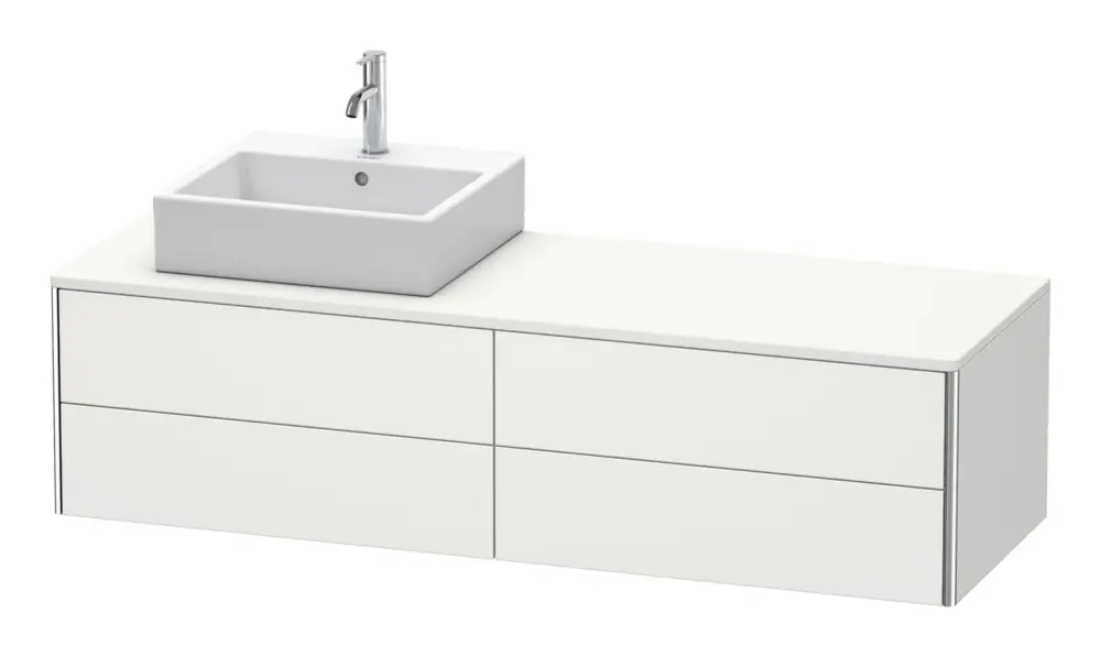 Aktuell Duravit XSquare Konsolenwaschtischunterschrank für Becken links mit 4 Auszügen 1600 x 400 x 548 mm - Nordic Weiß Seidenmatt Lack