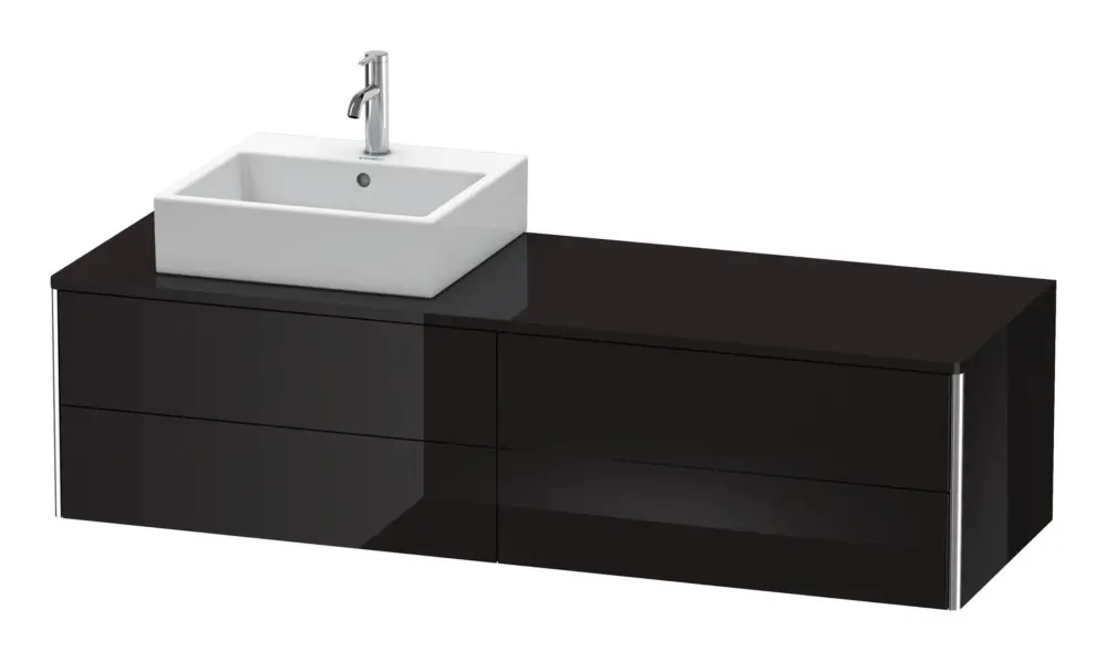 Nur Für Kurze Zeit Duravit XSquare Konsolenwaschtischunterschrank für Becken links mit 4 Auszügen 1600 x 400 x 548 mm - Schwarz Hochglanz Lack