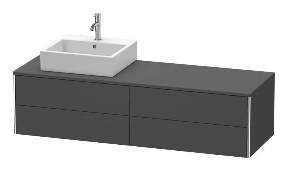 Duravit XSquare Konsolenwaschtischunterschrank für Becken links mit 4 Auszügen 1600 x 400 x 548 mm - Graphit Matt Preisreduziert