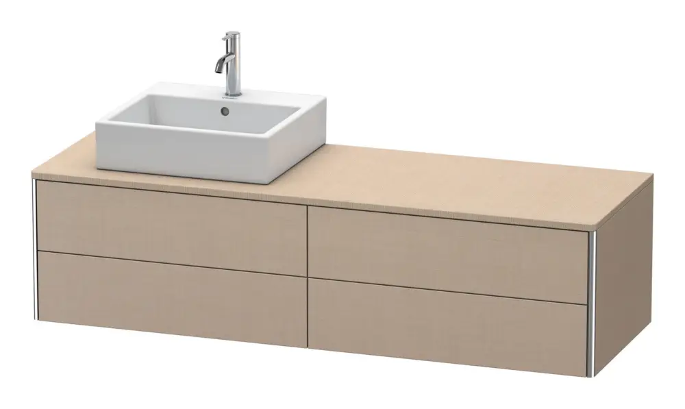 Garantierte Lieferung Duravit XSquare Konsolenwaschtischunterschrank für Becken links mit 4 Auszügen 1600 x 400 x 548 mm - Leinen Matt