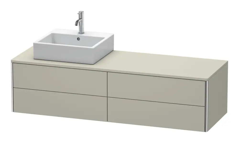 Duravit XSquare Konsolenwaschtischunterschrank für Becken links mit 4 Auszügen 1600 x 400 x 548 mm - Taupe Seidenmatt Lack Direktkauf