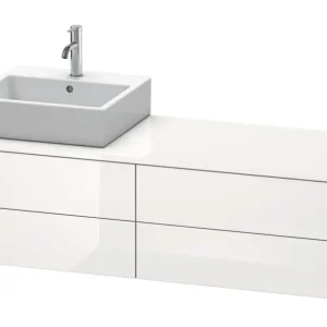 Zertifiziert Duravit XSquare Konsolenwaschtischunterschrank für Becken rechts mit 4 Auszügen 1600 x 400 x 548 mm - Nordic Weiß Seidenmatt Lack