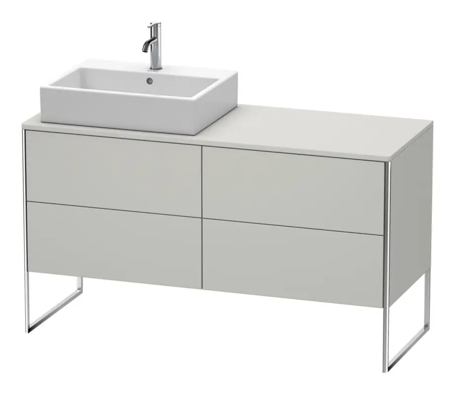 Duravit XSquare Konsolenwaschtischunterschrank für Becken links bodenstehend mit 4 Auszügen 1400 x 778 x 548 mm - Betongrau Matt Preisknaller