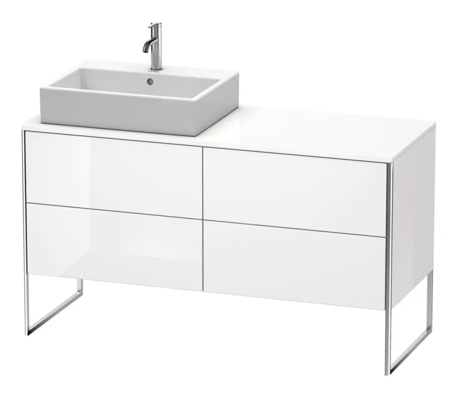 Saisonangebot Duravit XSquare Konsolenwaschtischunterschrank für Becken links bodenstehend mit 4 Auszügen 1400 x 778 x 548 mm - Weiß Hochglanz Dekor