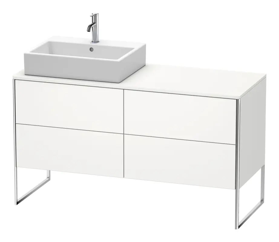 Günstig Duravit XSquare Konsolenwaschtischunterschrank für Becken links bodenstehend mit 4 Auszügen 1400 x 778 x 548 mm - Weiß Seidenmatt Lack