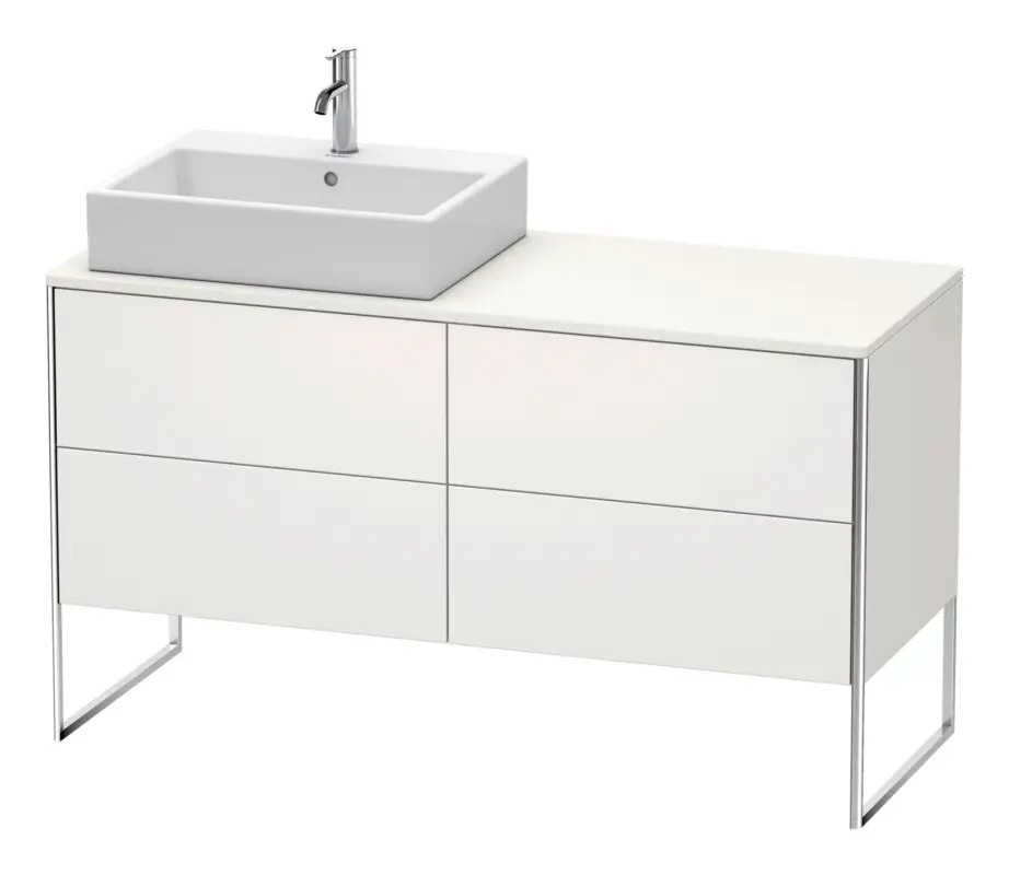 Bestpreis Duravit XSquare Konsolenwaschtischunterschrank für Becken links bodenstehend mit 4 Auszügen 1400 x 778 x 548 mm - Nordic Weiß Seidenmatt Lack
