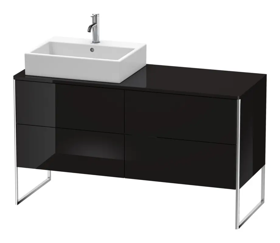 Sale Duravit XSquare Konsolenwaschtischunterschrank für Becken links bodenstehend mit 4 Auszügen 1400 x 778 x 548 mm - Schwarz Hochglanz Lack