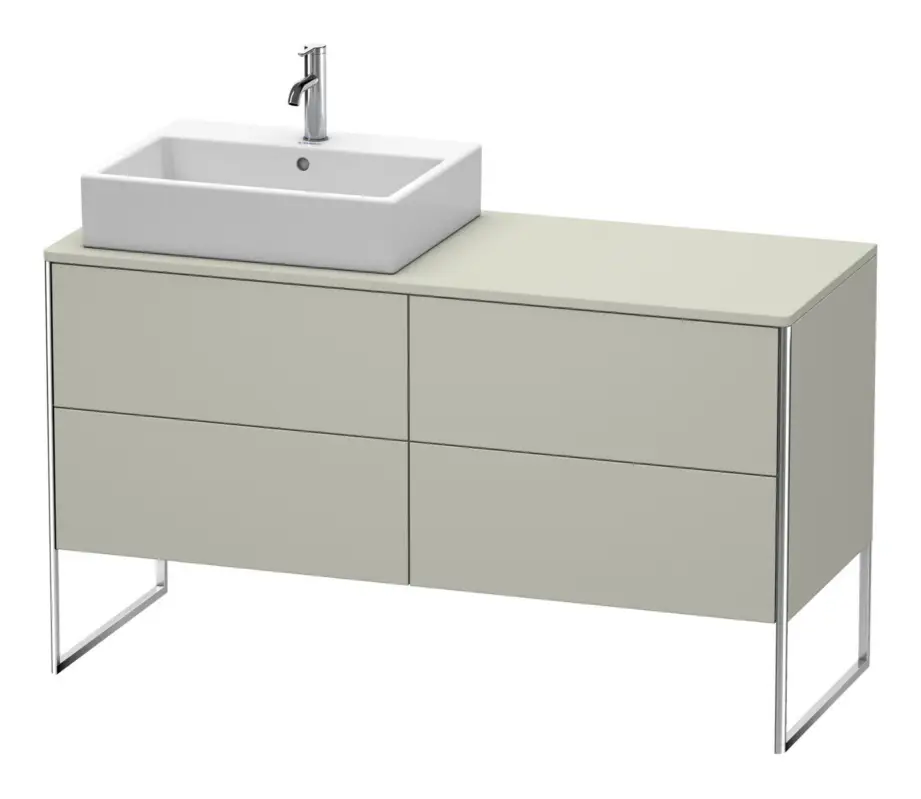 Begrenztes Angebot Duravit XSquare Konsolenwaschtischunterschrank für Becken links bodenstehend mit 4 Auszügen 1400 x 778 x 548 mm - Taupe Seidenmatt Lack