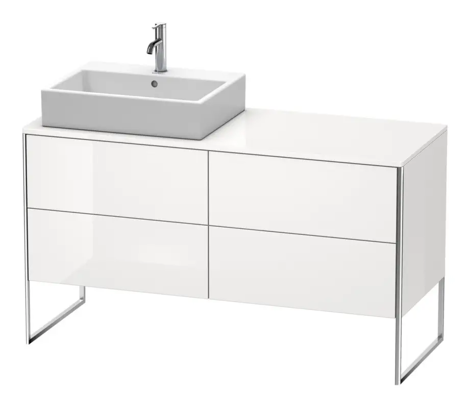 Neue Kollektion Duravit XSquare Konsolenwaschtischunterschrank für Becken links bodenstehend mit 4 Auszügen 1400 x 778 x 548 mm - Weiß Hochglanz Lack