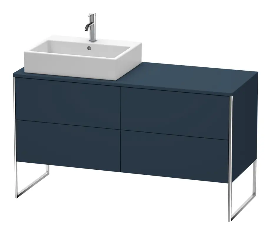 Angebot Duravit XSquare Konsolenwaschtischunterschrank für Becken links bodenstehend mit 4 Auszügen 1400 x 778 x 548 mm - Nachtblau Seidenmatt Lack