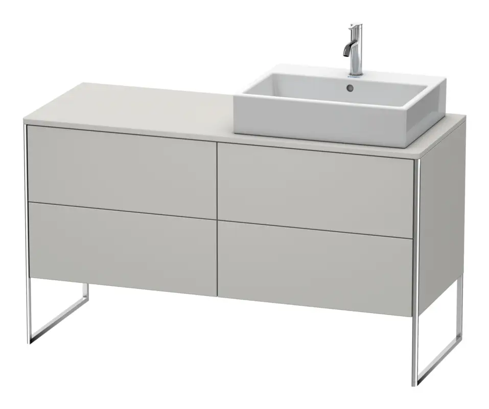 Duravit XSquare Konsolenwaschtischunterschrank für Becken rechts bodenstehend mit 4 Auszügen 1400 x 778 x 548 mm - Betongrau Matt Markenprodukt