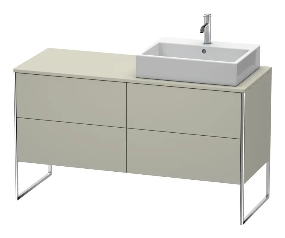 Duravit XSquare Konsolenwaschtischunterschrank für Becken rechts bodenstehend mit 4 Auszügen 1400 x 778 x 548 mm - Taupe Seidenmatt Lack Sonderangebot