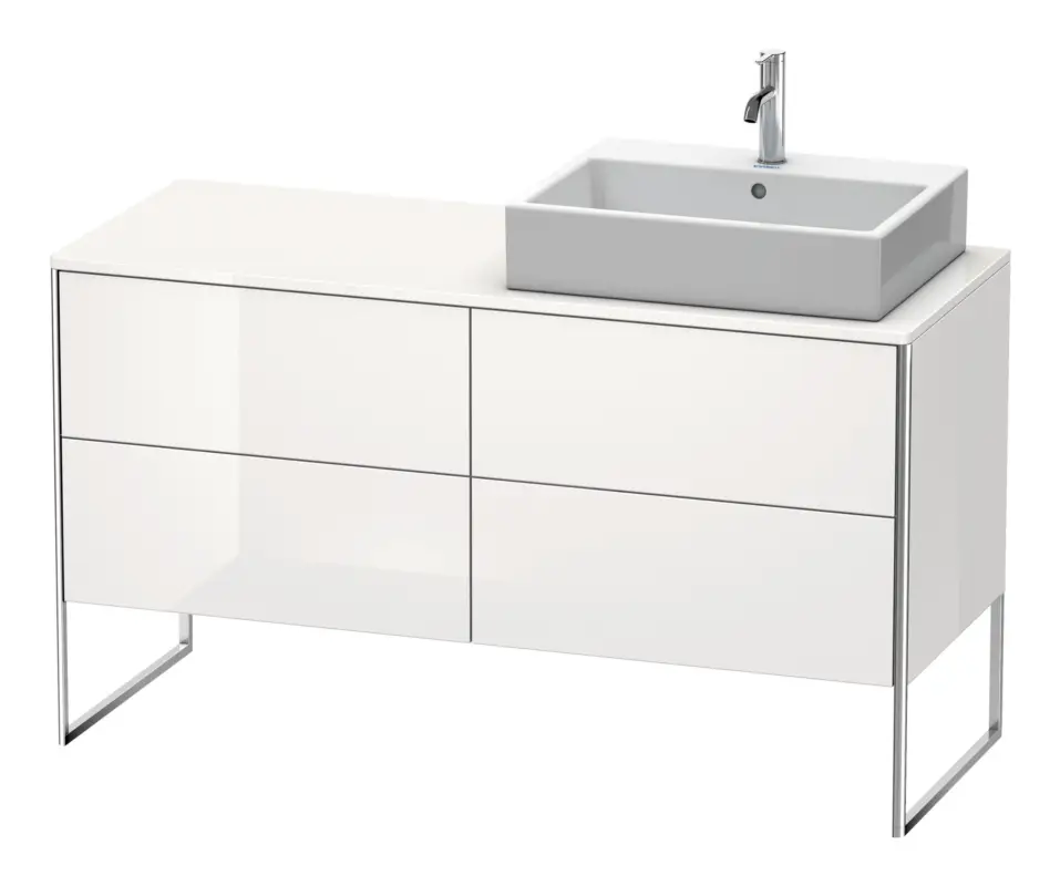Duravit XSquare Konsolenwaschtischunterschrank für Becken rechts bodenstehend mit 4 Auszügen 1400 x 778 x 548 mm - Weiß Hochglanz Lack Preisknaller