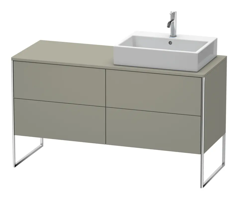 Duravit XSquare Konsolenwaschtischunterschrank für Becken rechts bodenstehend mit 4 Auszügen 1400 x 778 x 548 mm - Steingrau Seidenmatt Lack Neu