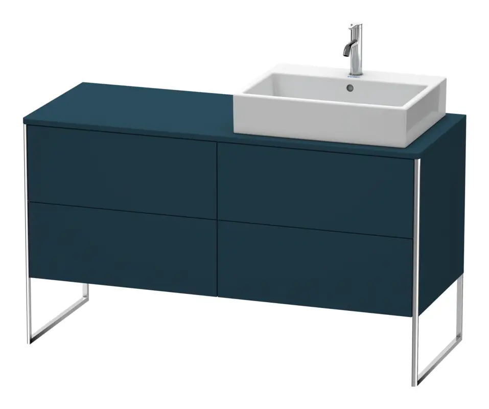 Rabatt Duravit XSquare Konsolenwaschtischunterschrank für Becken rechts bodenstehend mit 4 Auszügen 1400 x 778 x 548 mm - Nachtblau Seidenmatt Lack