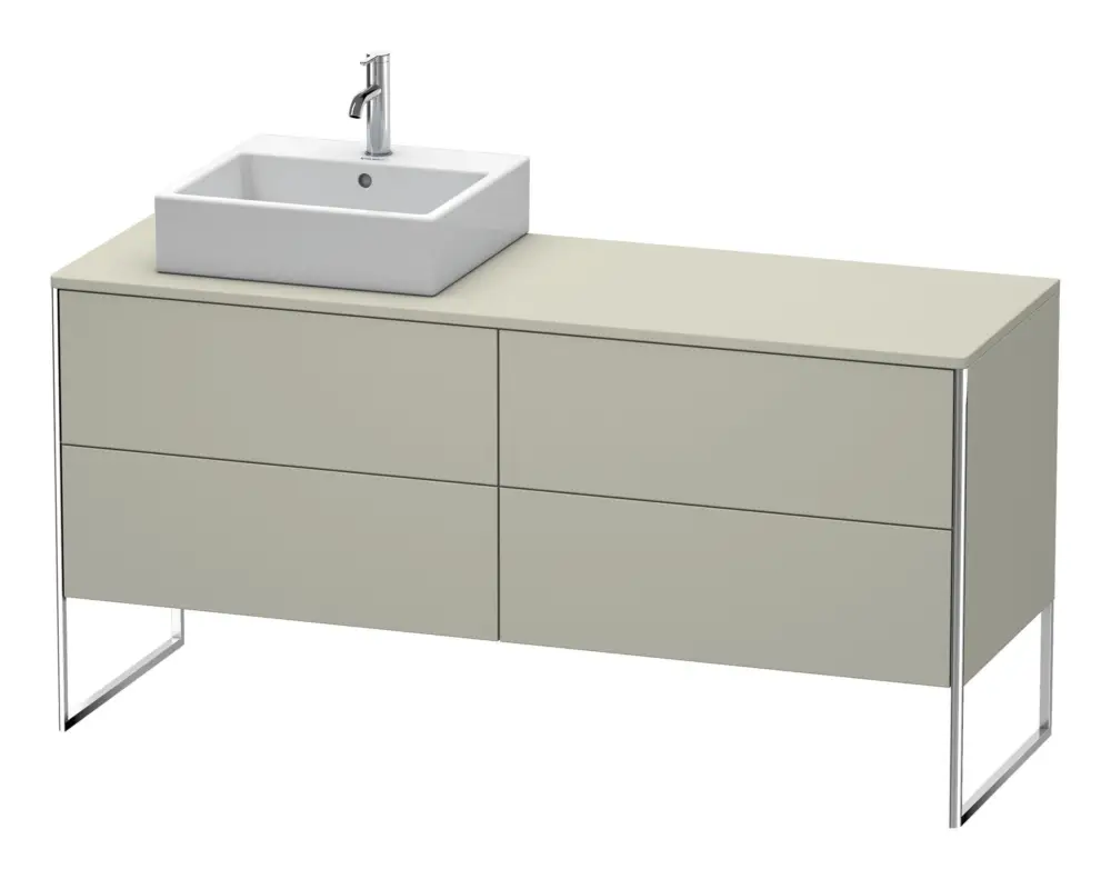Nur Heute Duravit XSquare Konsolenwaschtischunterschrank für Becken links bodenstehend mit 4 Auszügen 1600 x 778 x 548 mm - Taupe Seidenmatt Lack